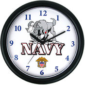 Deluxe Chiming US Navy Clock Featuring Goat Mascot