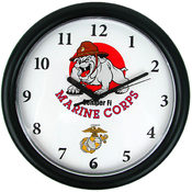 Deluxe Chiming US Marines Clock Featuring Bull Dog