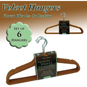 SET OF 6 VELVET HANGERS - CAMEL