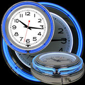 14 Inch Double Ring Neon Clock Blue Outer White In