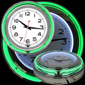 14 Inch Double Ring Neon Clock Green Outer White I