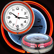 14 Inch Double Ring Neon Clock Red Orange Outer Wh