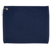 15x18 100% Cotton Velour Navy Hand Towel with Corner Grommet and Hook