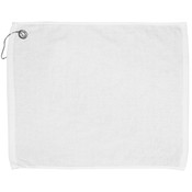 15x18 100% Cotton Velour White Hand Towel with Corner Grommet and Hook