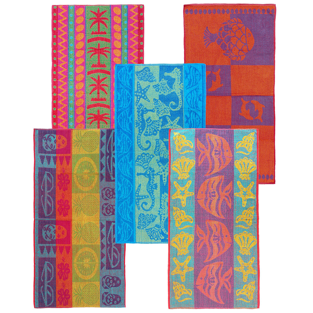 Wholesale Jacquard Beach Towels, 5 Designs, 30" x 60" DollarDays