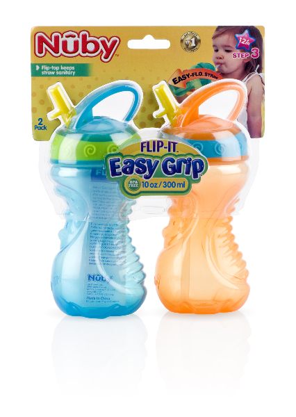 Nuby(TM) Flip-and-Tip Hard Straw Cup 10 Oz 2-Pack(24x.93)
