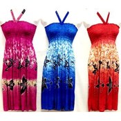 Bright Color Stretch Waist Short Length Dresses