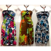 Beaded Neck Floral Dresses w/ Adjustable Ties