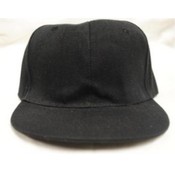 Black Fitted Flat Bill Hats Various Sizes