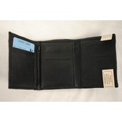 Men's Leather Tri-Fold  Wallet - Black