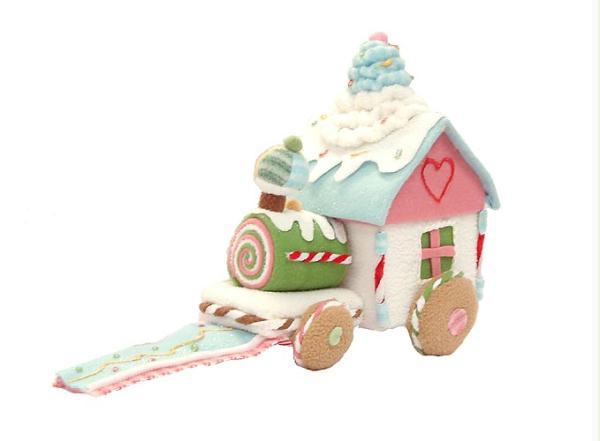 10 Glittery Pastel Plush Christmas Candy Train #16295