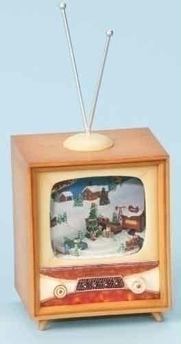 10 Battery Operated Musical Retro TV Box with 3-D Animated Christmas