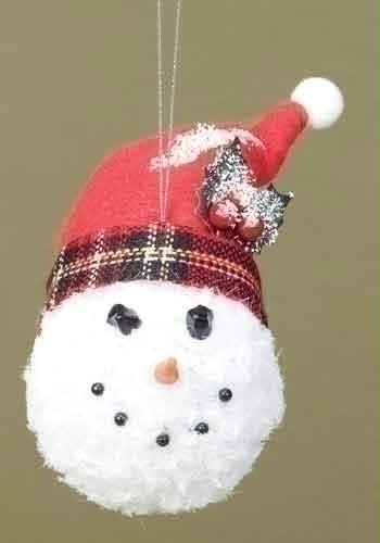 'Twas the Night Snowman Head with Plaid Hat Christmas Ornament