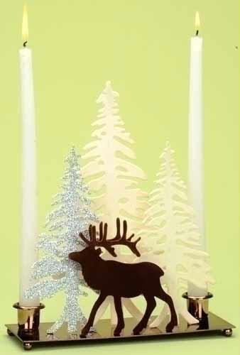 10 Home for the Holidays Deer with Winter Scene Christmas Candle Hold
