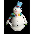 9" Cupcake Heaven Chubby Snowman with Rainbow Knit Scarf Christmas Table Figure