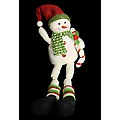 27" Glittery Plush Sitting Snowman with Candy Cane Christmas Figure