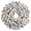 30" Pre-Lit Blackmore Snow Pine Flocked Artificial Christmas Wreath Clear Lights