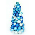 12" Shades of Blue Shatterproof Christmas Ball Ornament Table Top Cone Tree
