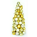 12" Shades of Gold Shatterproof Christmas Ball Ornament Table Top Cone Tree