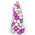12" Shades of Pink Shatterproof Christmas Ball Ornament Table Top Cone Tree