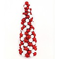 12" Red Candy Cane Shatterproof Christmas Ball Ornament Table Top Cone Tree