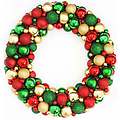 24" Shades of Red, Green &amp; Gold Shatterproof Christmas Ball Ornament Wreath
