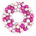 16" Shades of Pink and Silver Shatterproof Christmas Ball Ornament Wreath