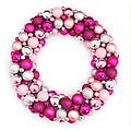 24" Shades of Pink and Silver Shatterproof Christmas Ball Ornament Wreath