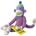 42" "Dotty" Purple with Polka-dots Monkey with "Curious George" Book Yarn Figure