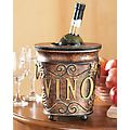 Pack of 2 Rustic Copper "Vino" with Grapevine Design Wine Chillers 8.75"