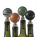 Pack of 8 Decorative Stone Globe Planet Bottle Stoppers (4 Assorted)