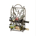 15" Iron 3-Bottle Wine Rack With Bird And Leaf Design