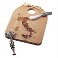 Pack of 2 Italy Map Wooden Cutting Boards with Spreaders and Stoppers