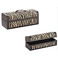 Set of 2 Decorative Safari Style Zebra Print Wine Boxes