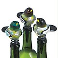 Pack of 6 Metallic Bird Bottle Stopper