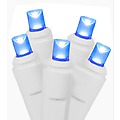 Set of 50 Commercial Grade Blue LED Wide Angle Christmas Lights - White Wire