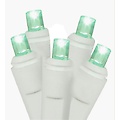 Set of 50 Commercial Grade Green LED Wide Angle Christmas Lights - White Wire