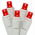 Set of 50 Commercial Grade Red LED Wide Angle Christmas Lights - White Wire