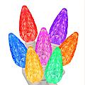 Set of 50 Commercial Grade Multi-Color LED C6 Christmas Lights - White Wire
