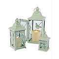 Pack of 6 Coral Blossom Sage Butterfly &amp; Leaf Pillar Candle Holder Lanterns