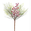 Pack of 12 Christmas Greens Red Berry, Pine &amp; Leaves Winter Holiday Picks 14"