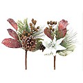Pack of 12 Christmas Greens Silk Poinsettia, Pine &amp; Berry Holiday Picks 14"