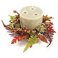 Club Pack of 12 Fall Artificial Mixed Leaf &amp; Berry Candle Rings 12"