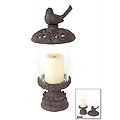 Pack of 2 Spring Serenity Glass Pillar Candle Holders with Rustic Bird Lids 15"
