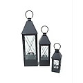 Set of 3 Country Vineyard Black Contemporary Glass Oil Hanging Lantern 44"