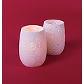 Set of 2 Sweet Spring White Porcelain Punchwork Design Pillar Candle Holders 7"