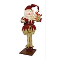 25" Fantasy Golden Star Christmas Elf Holding Present on Display Stand