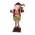 25" Fantasy Peppermint Pat Christmas Elf Holding Present on Display Stand