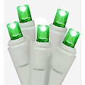 Set of 50 Commercial Grade Green LED Wide Angle Christmas Lights - White Wire