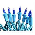 Set of 100 Blue Everglow Designer Mini Christmas Lights - Glitter Blue Wire